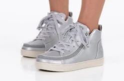 FINAL SALE - Women's Silver Grey Metallic BILLY Sneaker Lace Mid Tops -Billy Shop BW22135 040 studio standing 2 940x614 22b76da4 914e 436d 9167 7dc9d73bfd77